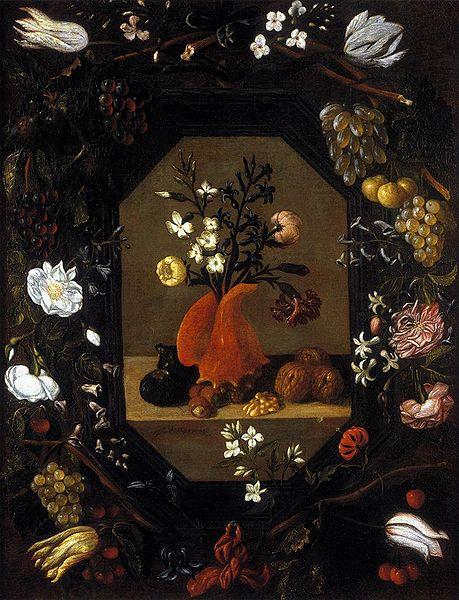 Juan de  Espinosa surrounded by a wreath of flowers and fruit